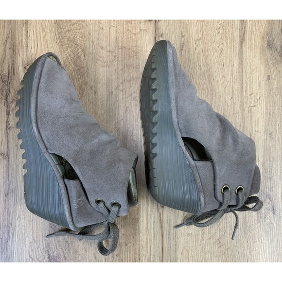 Fly London Yema Women’s EU 38 US 7.5 Ankle Bootie Wedge Heel Laced Back - Picture 10 of 16